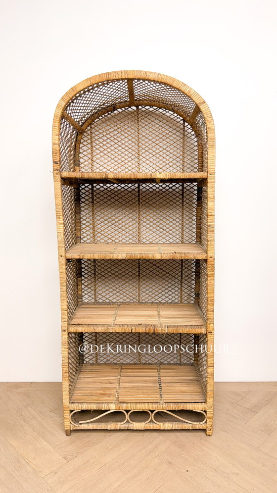 Vintage arch cabinet, Storage cabinet, Bamboo, Wicker, Beige (photo 2 of 7)