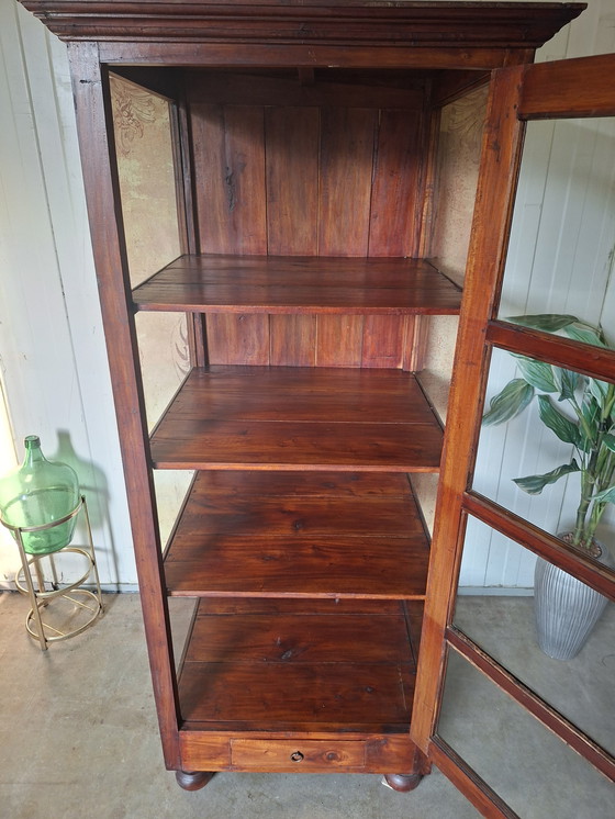 Image 1 of Large teak display cabinet, china cabinet, baker's cabinet, dimensions 82x75cm and 182cm high.