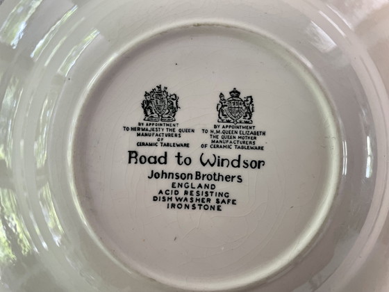 Image 1 of 5 diepe vintage borden ‘Road to Windsor’ van Johnson Brothers heel goede staat - Zeldzaam