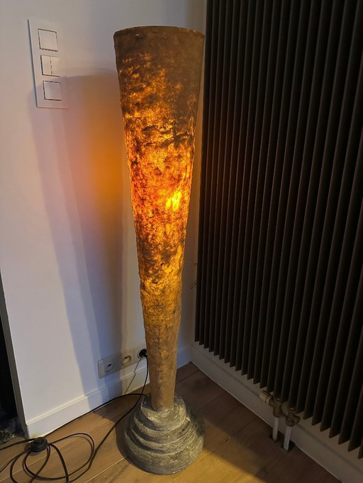 Handmade vintage floor lamp 90s, Carreño Angel Fermín - Kunstatelier La Rocha