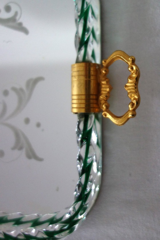 Image 1 of Murano Venetian Decor Serving Tray, 1950s Twisted Glass