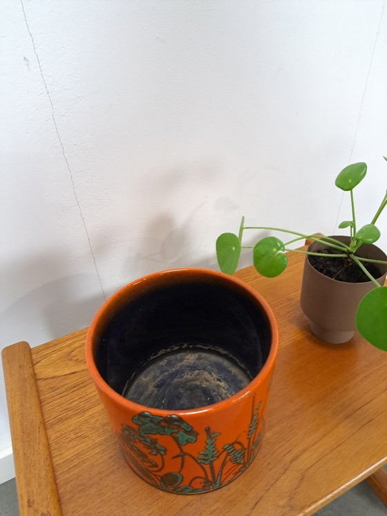 Image 1 of Pot de fleurs en céramique orange, Allemagne de l'Ouest, n° 3