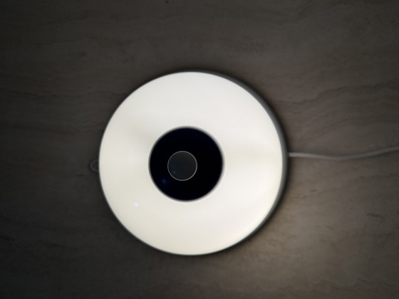 Image 1 of Applique vintage in vetro bianco e blu, anni '70