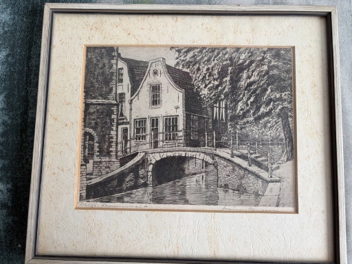 Grabado antiguo Delft Vrouwenregt de Marius Janssen – Mediados de siglo – lithos zeefdrukken, Paper (photo 2 of 14)