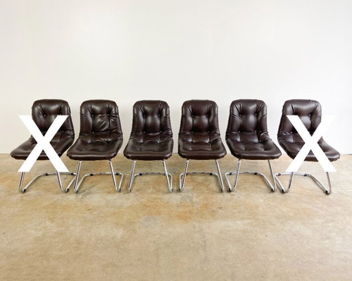 Sedia con struttura tubolare 4x, design anni '70