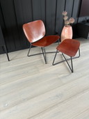 Miller Functionals loungefauteuil + voetenbank - cognac leer - design