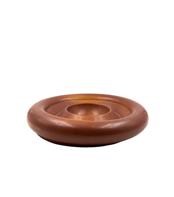 Image 1 of Groot bruin keramisch middenstuk uit het midden van de 20e eeuw, Franco Bucci Italië, jaren 70.