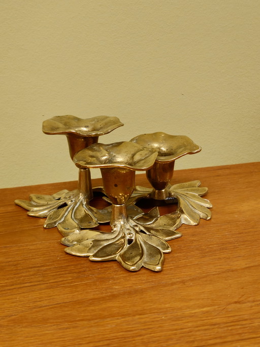 Vintage Brass Art Nouveau Candlestick Candle Holder