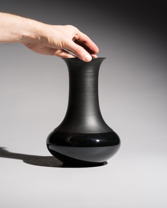 Image 1 of Tapio Wirkkala Porcelaine Noire Vase & Rare Ashtray Duo Rosenthal MCM Chic