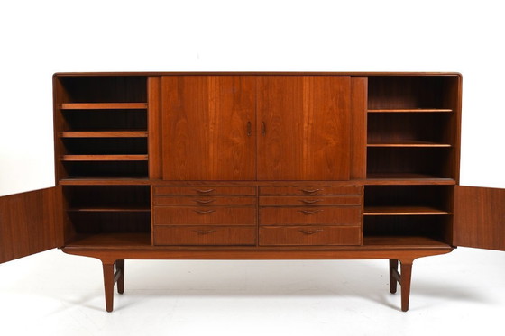 Image 1 of High Quality Danish Highboard with Brass Handle Inlays 1950s