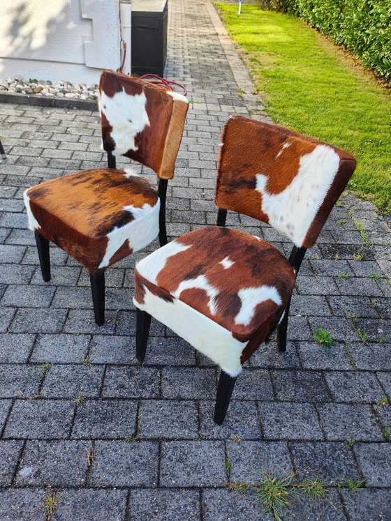 2x Nuove Sedie da Bistrò in Pelle di Mucca Tricolore – Cowberry, Sedie da pranzo, Leather (photo 8 of 9)
