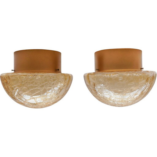 Paire d'appliques vintage en forme de champignon, or et ambre, 1960