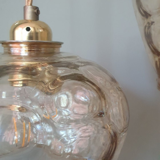 Image 1 of Ensemble de suspensions en verre vintage - Années 60-70 - Style Hollywood Regency