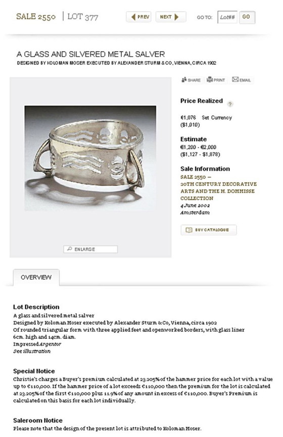 Image 1 of Koloman Moser secessionistische/verzilverde plaat voor Argentor 1902 Wenen