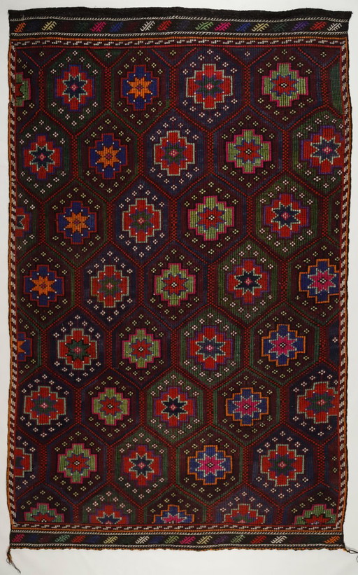 Alfombra Kilim Yoruk Anatolia Vintage Grande de 306 × 185 cm – Tejida a mano en lana. – vloerkleden en tapijten, Wool
