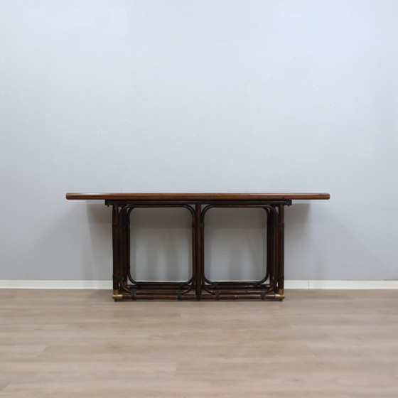 Tavolo da pranzo consolle convertibile McGuire in rattan e rovere anni '70 – Console, Wood (photo 9 of 15)