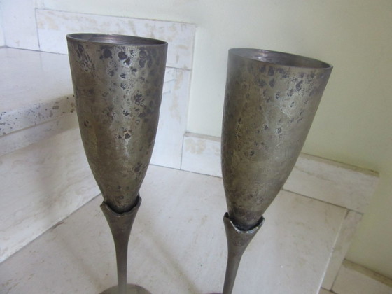 Coppia di vasi/calici/bicchieri in metallo, stile moderno di metà secolo – Oggetti decorativi (photo 8 of 10)