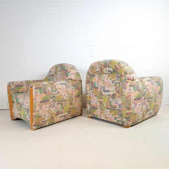 2x vintage armchair Art Deco style 80s – Textile, Wood (photo 3 of 9)