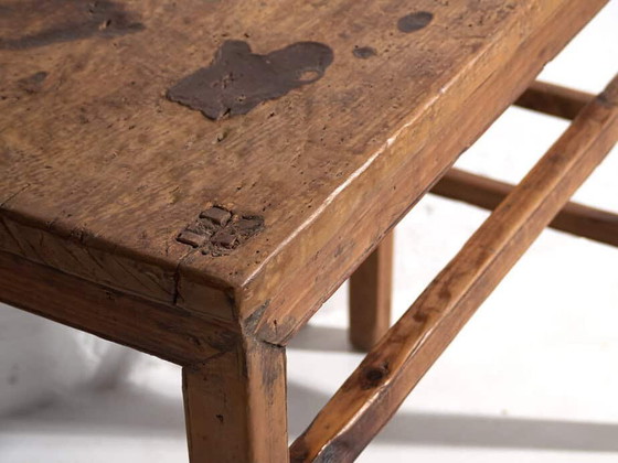 Antieke console tafel voor hal (ca. 1920), Hout, Bruin, Vintage (foto 14 van 19)