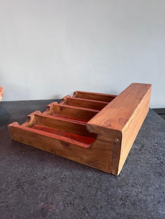 Image 1 of Handcrafted Solid Mahogany Cutlery Box | Artisan Wooden Flatware Storage | Luxury Dining Organizer | Free Shipping