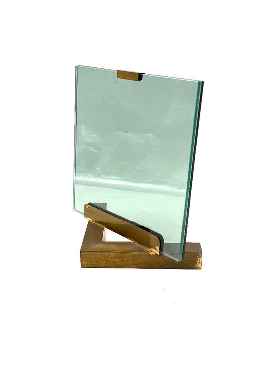 Image 1 of Bilderrahmen aus Messing und Glas im Hollywood-Regency-Stil, nach Art von Gabriella Crespi, Italien, 1970er Jahre