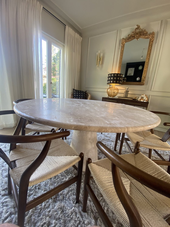 Image 1 of Table de salle à manger ronde en travertin 140 cm