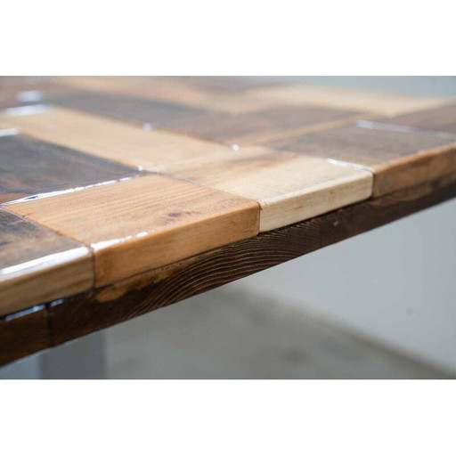 Vintage handgemaakte tafel van dennenhout en ijzer van Maxvintage sas, Italië