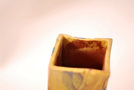 Image 1 of Terrakottavase, im Atelier glasiert, handbemalt, 1970