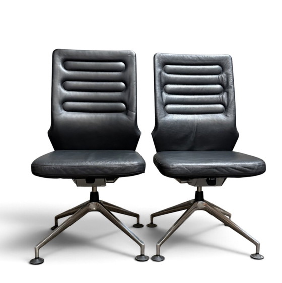 4x sedia Vitra in pelle nera – Sedie da conferenza, Metallo (photo 8 of 15)