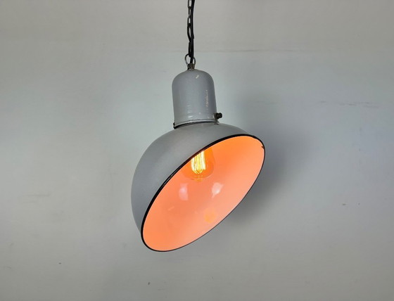 Image 1 of Suspension industrielle en émail gris, années 1960
