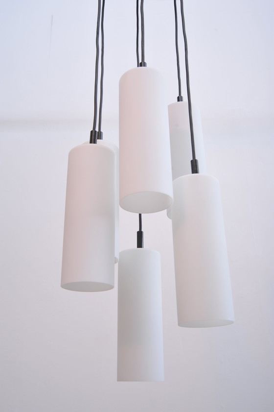 Image 1 of Staf cascadelamp met 6 glazen buizen (jaren 1970)