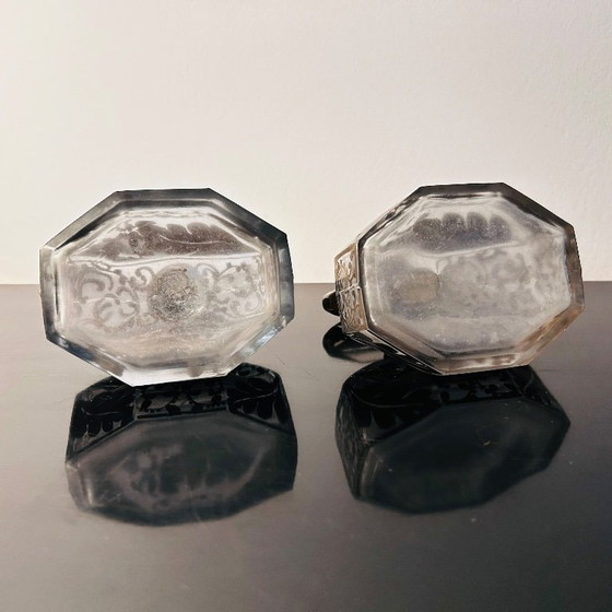 Image 1 of Art Deco parfumset - cristal glass met zilverlaag - 2 delig