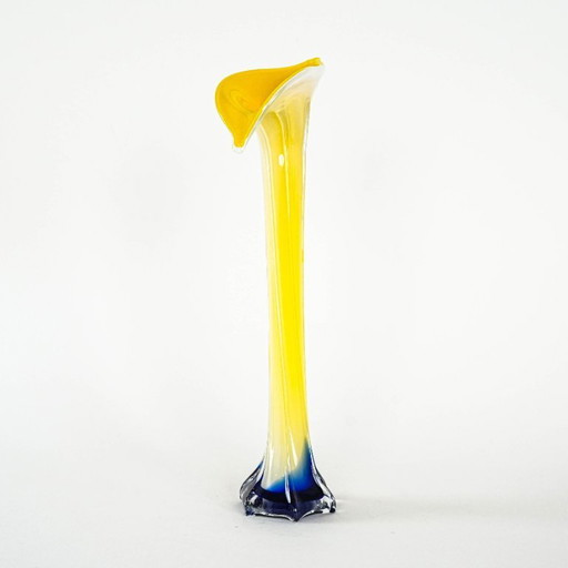 Yellow vase, Murano glass, Italian design, 1970s, made in Italy