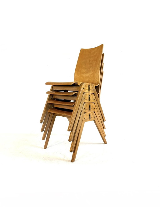 4x vintage plywood eetkamerstoel ‘60