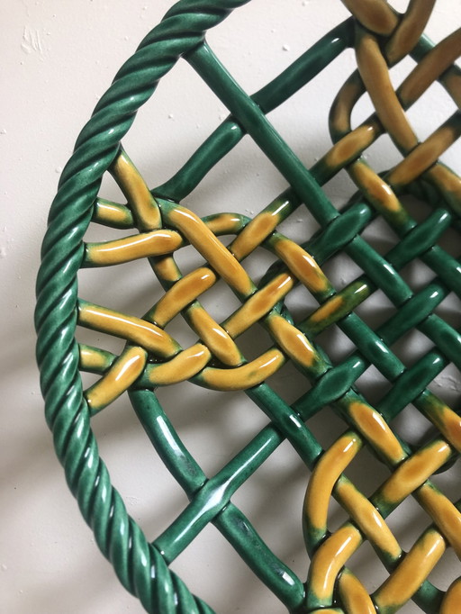 Vintage woven ceramic basket