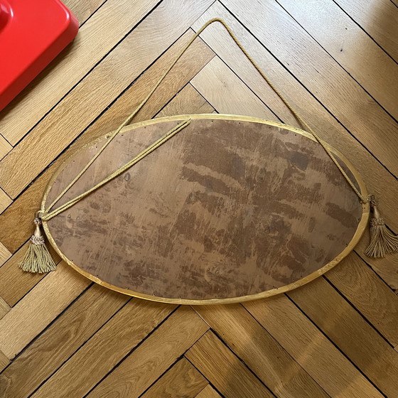 Image 1 of Ovale Art Deco afgeschuinde spiegel – jaren 30/40