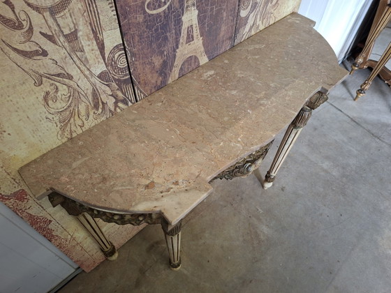 Image 1 of Antique Baroque wall console, side table. Hall table with mirror, dimensions: 105x32m and 73cm high.
