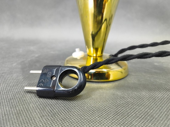 Image 1 of Bauhaus Brass Adjustable Table Lamp, 1930s Czechoslovakia