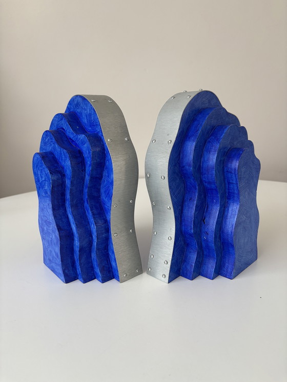 Image 1 of Boekensteunen “blue clouds” Ineke Otten Dutch design 