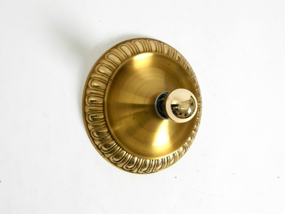 Image 1 of Lampe murale ou plafonnier ronde en laiton et métal, style pop art des années 1960, par Sölken