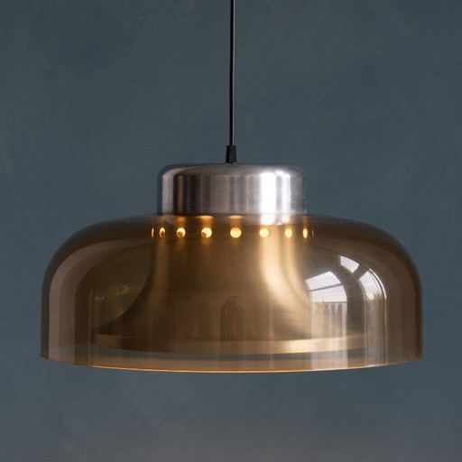 Space Age Herda Pendant Lamp with Amber Plexiglass Shade
