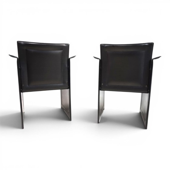 Image 1 of Ensemble de 2 fauteuils Arrben Solaria en cuir noir, par Tito Agnoli, 1970