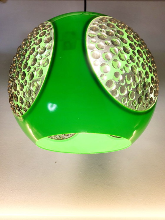 Image 1 of Space age hanglamp, Bug eye, Massive, groen, België, jaren 1970