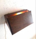Vintage brutalist dark brown wood Wall light 70s