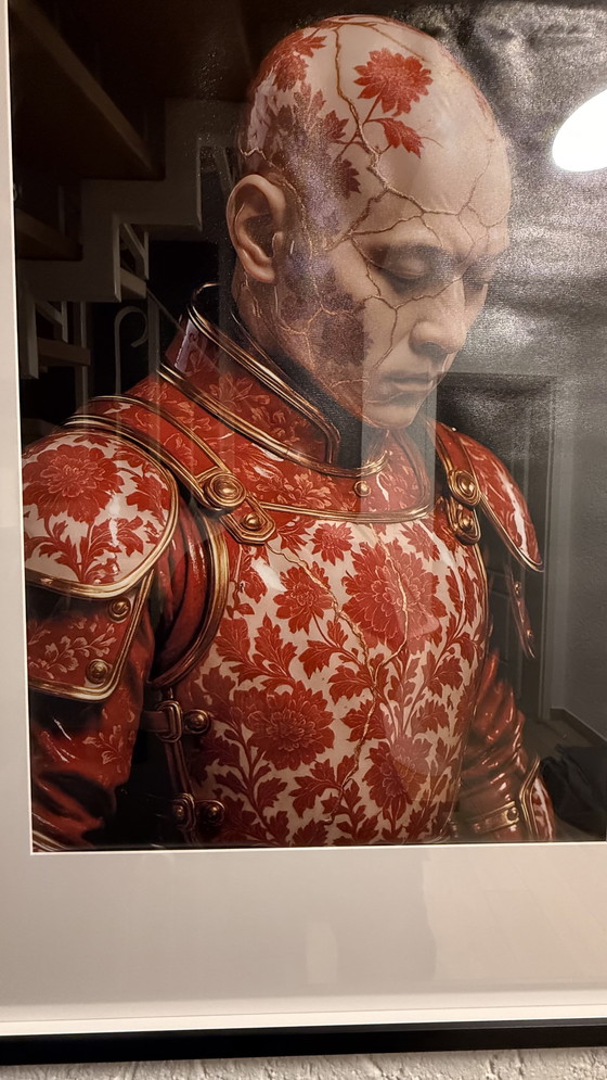 Image 1 of Kintsugi Samurai Murale rosso di Rotan Hunt