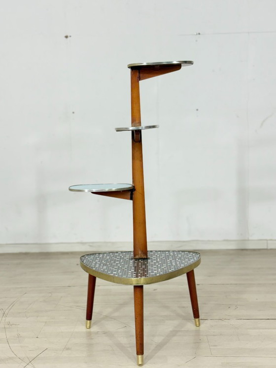 Image 1 of Vintage Etagere Nierentisch / Blumentisch / schöner Mid-Century Blumenständer
