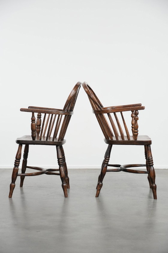 Image 1 of 4 x Antieke Engelse Windsor lowback stoel