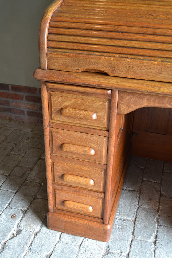 Image 1 of Antique Oak Wooden Shutter Desk, Secretaire