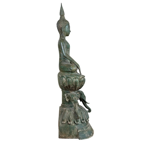 Buda Shakyamuni birmano monumental del siglo XIX en trono de elefante – 118 cm – Lote 755 – Esculturas (photo 10 of 11)