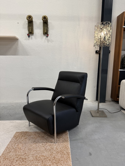 Leolux Scylla Fauteuil hoog zwart leer